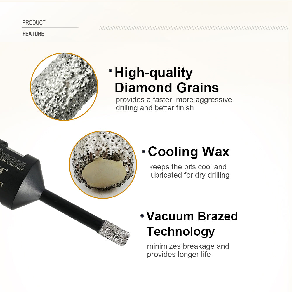 Diamond Core Drill Bits Porcelain Ceramic Tile Marble Brick1/4 Inch to 6 Inch 5/8-11 - SHDIATOOL