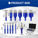 Shdiatool 10/12/13PCS Diamond Hole Saw Drill Bits Kit Hexagon Shank for Granite Tile Marble