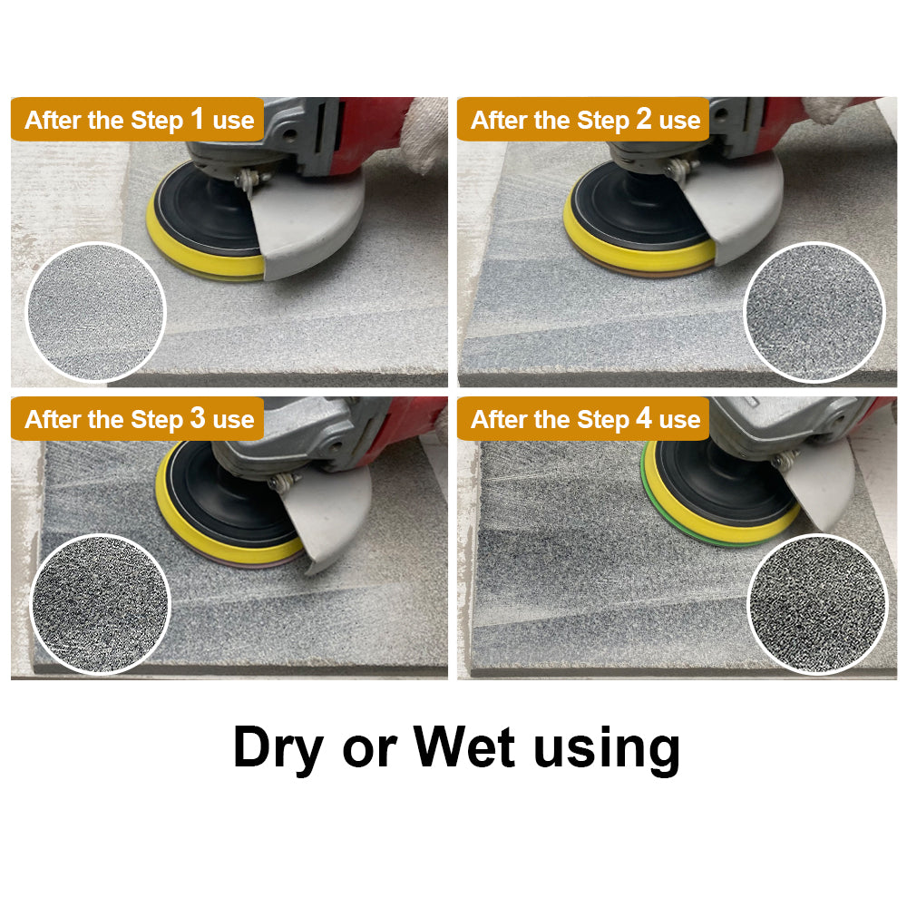 SHDIATOOL 4 Step 4"/100 Diamond Square Shape Dry/Wet Polishing Pads