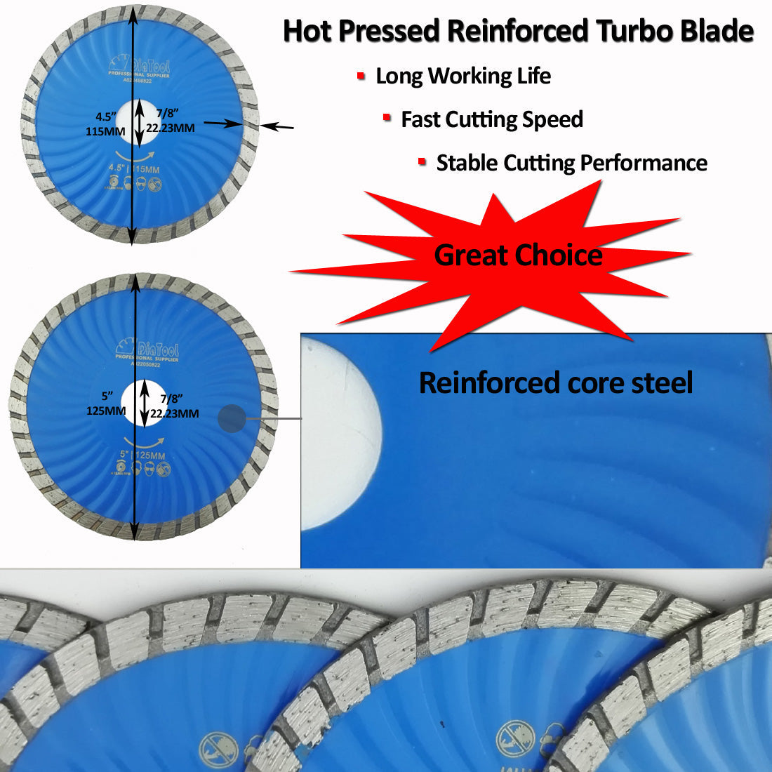Diamond Waved Blades for Stone Concrete Cutting 125MM/ 5" SHDAITOOL - SHDIATOOL