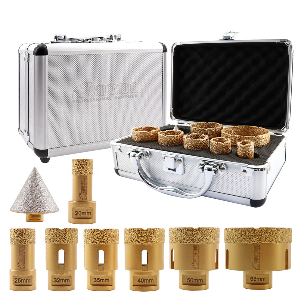 SHDIATOOL Diamond Core Drill Bits 1set/8pcsMarble Ceramic Tile Hole Saw M14 Thread - SHDIATOOL