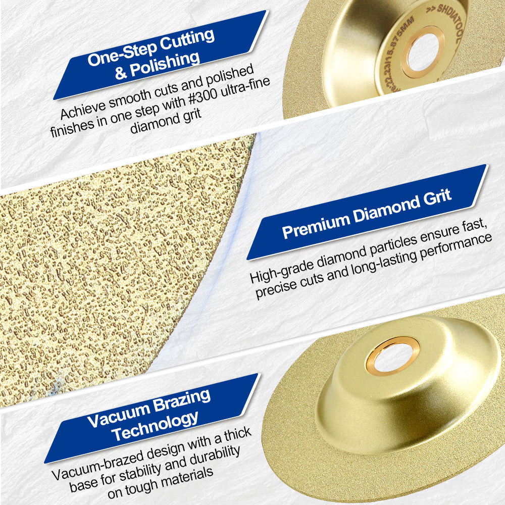 SHDIATOOL 1/2/3pcs 4.5inch/5inch Brazed Rock Plate Bowl Cutting Grinding Disc 115mm/125mm Dekton Porcelain Tile Ceramic Marble Granite