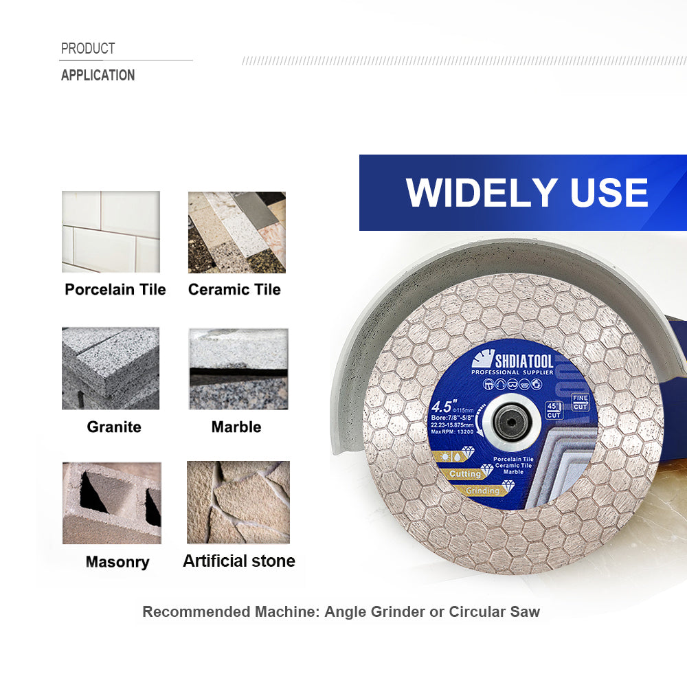 DE Warehouse SHDIATOOL 2pcs 125mm Saw Blade 5Inchs Cutting Grinding Ceramic Granite Marble