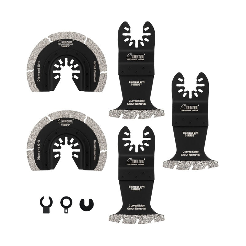 SHDIATOOL 5pcs Diamond Oscillating Saw Blades Multifunctional Tools Multitool Blade For Cement Mortar Marble Ceramic