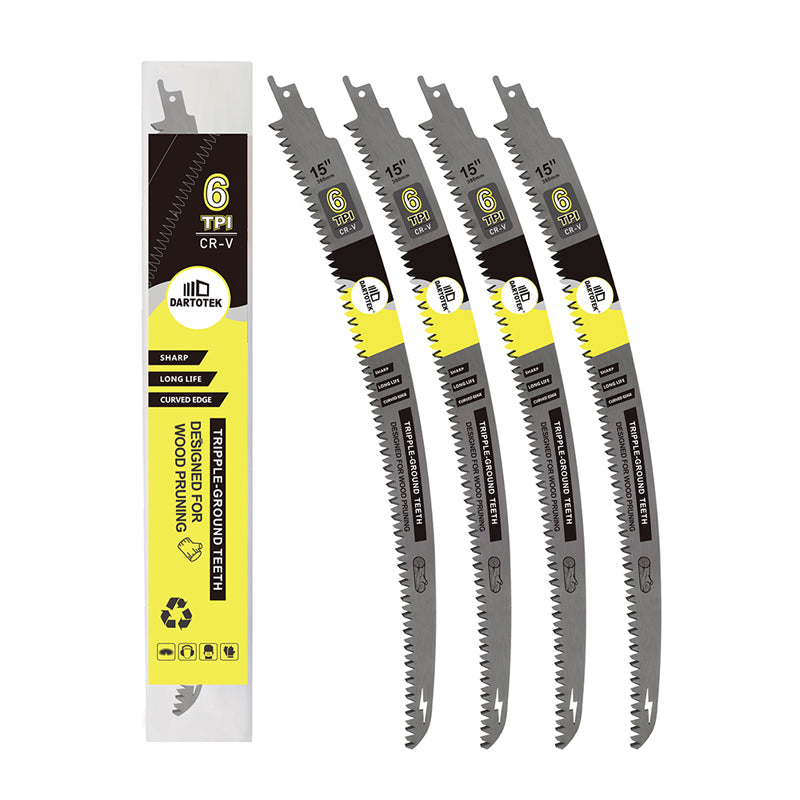 DARTOTEK 4pcs 380mm 15inch Teeth Reciprocating Saw Blade Pruning Saw Cutting 4pcs Log Wood Trimming for Tree Trimming Wood Cutting