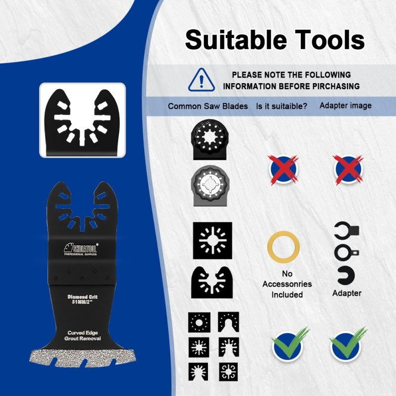SHDIATOOL 5pcs Diamond Oscillating Saw Blades Multifunctional Tools Multitool Blade For Cement Mortar Marble Ceramic