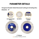 Saw Blade Hexgonal Double Sided 4"Granite Tile Ceramic Diamond Cutting Grinding Disc