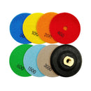 4inch Dry Diamond Polishing Pad for Granite 8pcs/set Mixed Grits Plus a Base Backer - SHDIATOOL