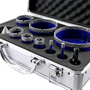 SHDIATOOL Diamond Drill Core Bits 1set/10pcs 6/6/20/25/35/50/70/100mm+50mm Chamfer Bit+SDS Adapter for Porcelain Til Granite Marble with 5/8"-11 Thread - SHDIATOOL