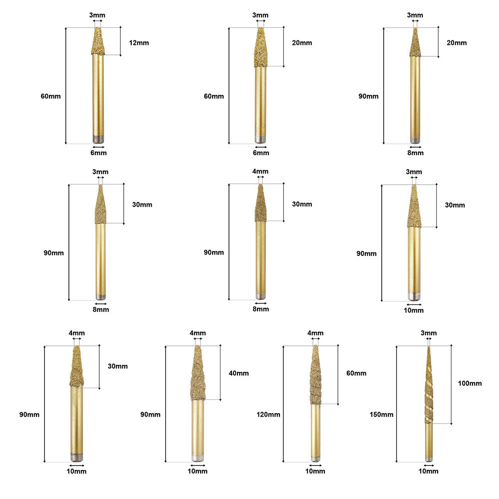 CNC Diamond Engraving Router Bit Stone Milling Cutter Engraver Marble Granite Tool Blades Carving Knife