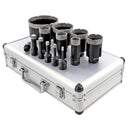 SHDIATOOL Diamond Core Drill Bits Set with 5/8-11 Thread for Tile Procelain Ceramic Granite Marble 13pcs/Box Dia 6/8/10/13/16/25/32/35/45/51/65/102mm+SDS Adapter - SHDIATOOL