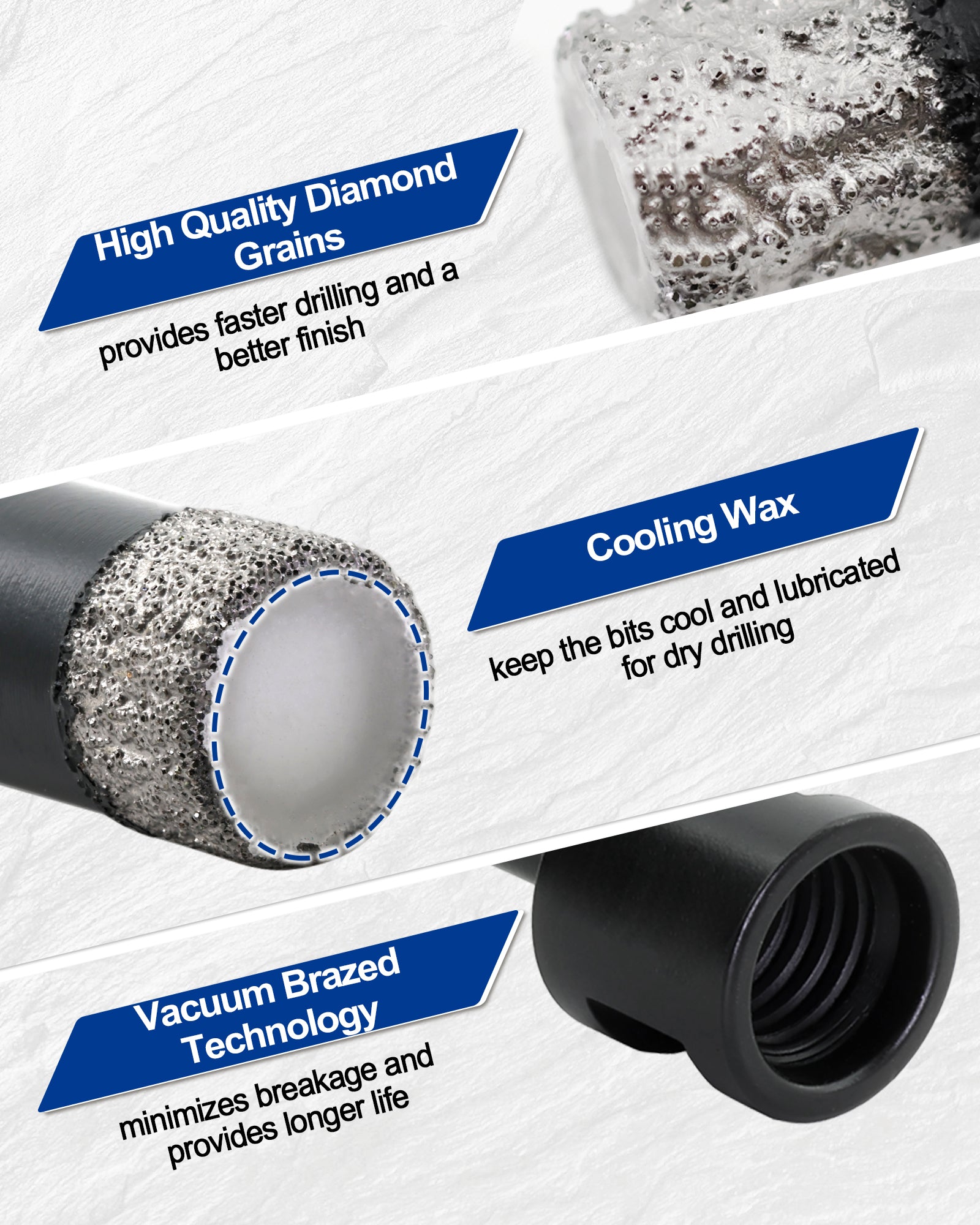 Diamond Core Drill Bits Porcelain Ceramic Tile Marble Brick1/4 Inch to 6 Inch 5/8-11