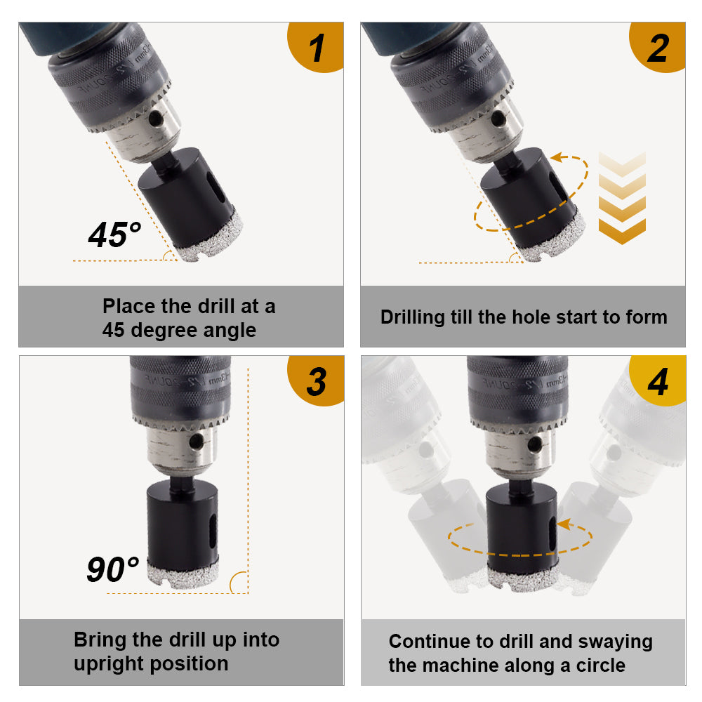 SHDIATOOL Vacuum Brazed Diamond Drill Core Bits Hexagon Shank Hole Saw for Porcelain Tiles Granite Marble Dia 20/25/32/35/50/55/68mm - SHDIATOOL