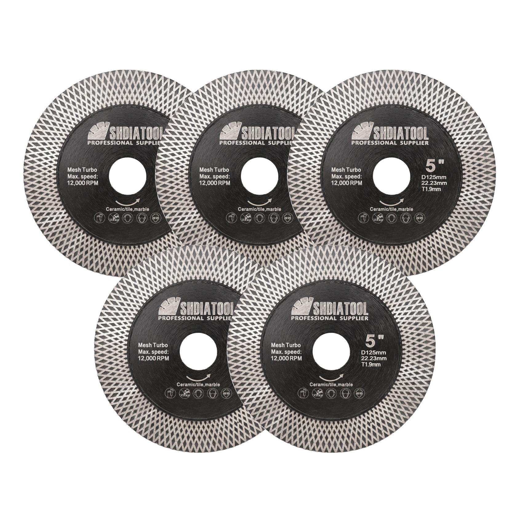 SHDIATOOL X Mesh Turbo Double Sided Diamond Cutting Grinding Disc for Tile Ceramic Marble Stone 4''/4.5''/5'' - SHDIATOOL