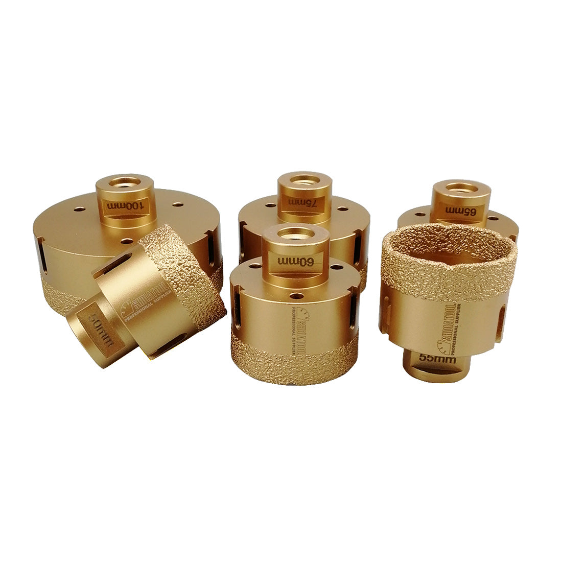 6pcs/set Dry Golden Diamond Drill Bits for Porcelain Tile Granite Marble M14 Thread - DIATOOL