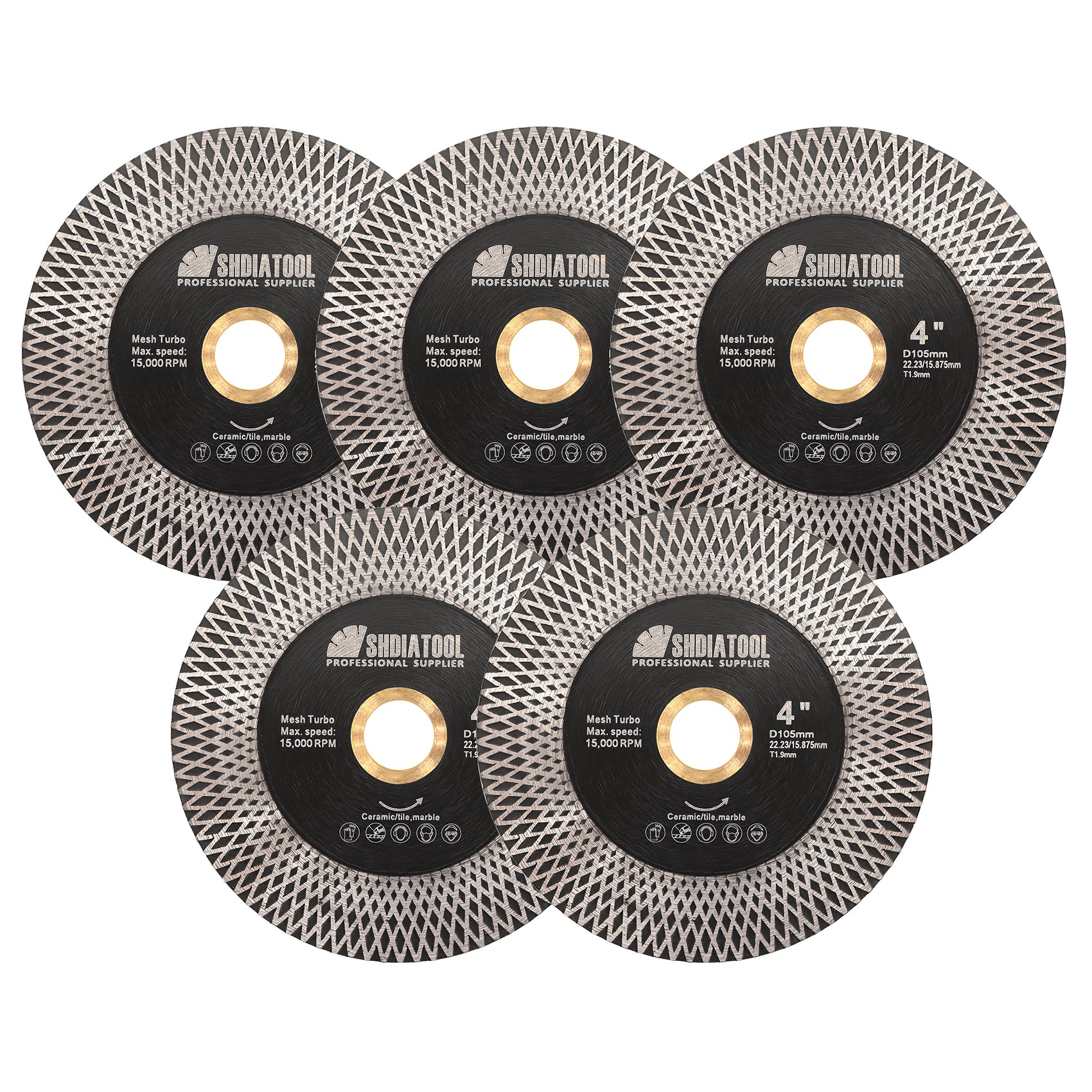 SHDIATOOL X Mesh Turbo Double Sided Diamond Cutting Grinding Disc for Tile Ceramic Marble Stone 4''/4.5''/5'' - SHDIATOOL