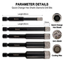 Dry Diamond Drill Bits 2pcs 6/8/10/12/14mm with Quick Change Hex Shank for Granite Porcelain Tile Ceramic Marble - SHDIATOOL
