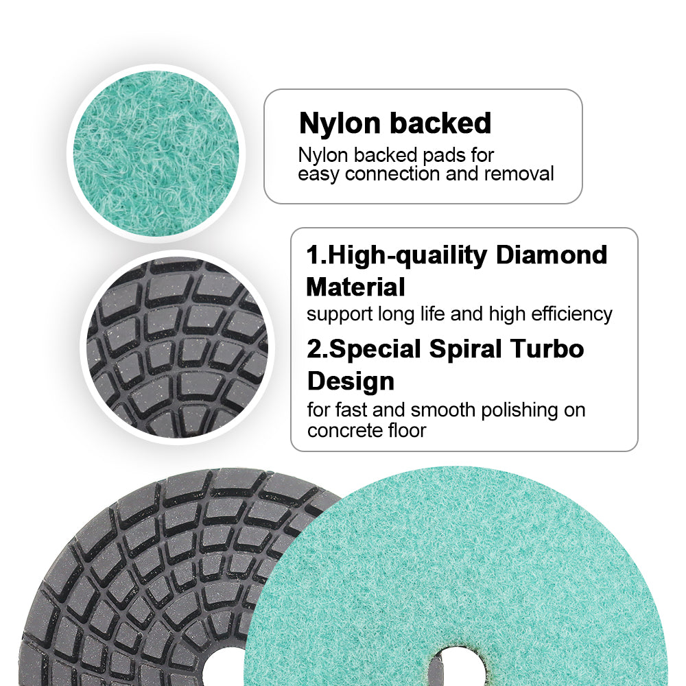 SHDIATOOL 4" Concrete Wet Diamond Polishing Pads Set - SHDIATOOL