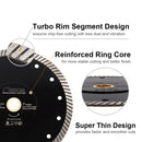 SHDIATOOL Thin Turbo Diamond Saw Blade for Ceramic Tile Granite Marble Masonry Stone Dia 4''/4.5''/5''/7''/8''/9''/10'' - SHDIATOOL