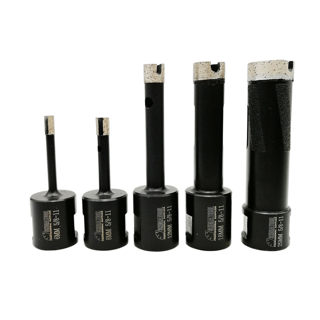 5pcs/set SHDIATOOL Diamond Core Drill Bits for Hard Stone Concrete Marble Granite Brick Laser Welded Dry Diamond Hole Saws 5/8-11 thread - DIATOOL