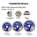 SHDIATOOL Diamond Superthin Mesh Turbo Saw Blade for Procelain Ceramic Tile Granite Marble Artificial Stone 4''/4.5''/5'' - SHDIATOOL