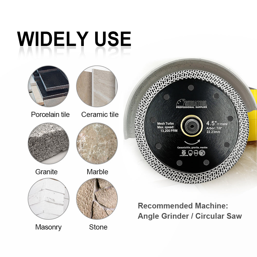 SHDIATOOL Diamond Cutting Disc Mesh Turbo Dry or Wet Cutting for Granite Marble Tile Ceramic Diameter 6" 150mm 1pc/2pcs/5pcs - SHDIATOOL