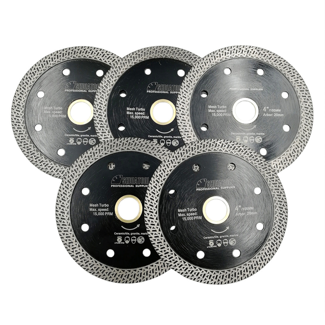 5pcs 4"/4.5"/5"/7"/9" Mesh Turbo Diamond Saw Blades Cutting Porcelain Tile SHDIATOOL - DIATOOL