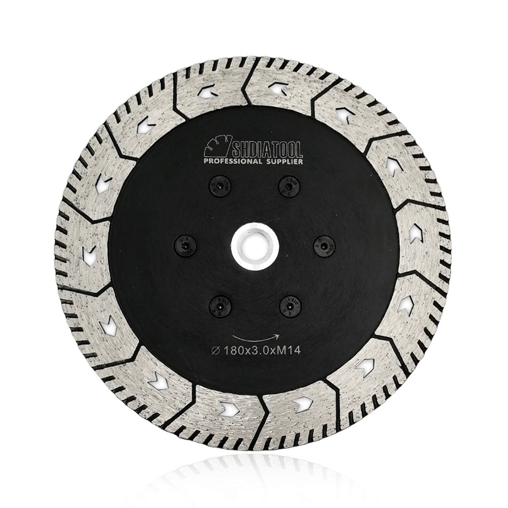 SHDIATOOL Granite Turbo Cutting Blades Two-in-One Design Cut Grind Sharpen Marble Concrete and Bricks 3" 4.5" 5" 7" 9" - SHDIATOOL