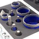 SHDIATOOL Diamond Drill Core Bits Set with Box M14 Thread for Granite Marble Ceramic Porcelain Tile 6pcs/Box Dia 6/8/10/25/35/50/65mm+10mm Finger Bit+50mm Milling Chamfer Bit+Hex Adapter - SHDIATOOL