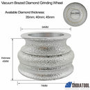 3"/75mm Vacuum Brazed Diamond Hand Convex Grinding Disc - DIATOOL