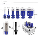 SHDIATOOL Diamond Drill Core Bits Set with 5/8-11 Thread for Porcelain Tile Granite Marble Ceramic 8pcs/Box Dia 6/6/20/25/35/50mm+20mm Finger Bit+SDS Adapter - SHDIATOOL