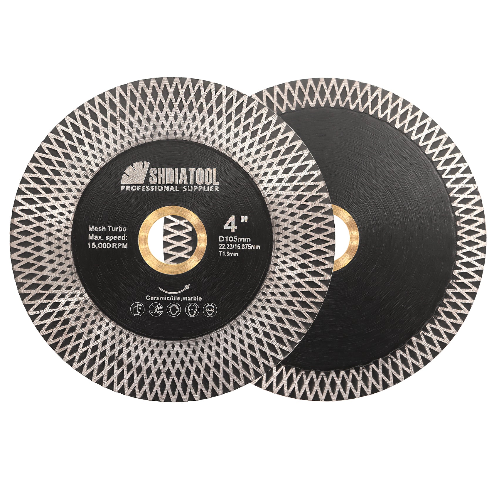 SHDIATOOL X Mesh Turbo Double Sided Diamond Cutting Grinding Disc for Tile Ceramic Marble Stone 4''/4.5''/5'' - SHDIATOOL