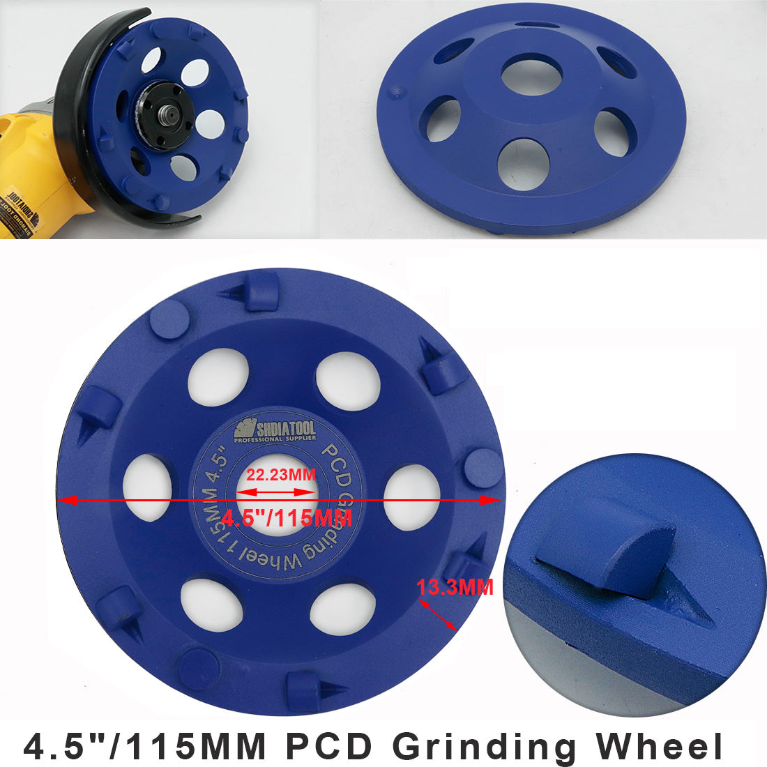 PCD Grinding Cup Wheel for Remove Epoxy Glue Mastic Paint and Concrete Floor Surface Coating Bore 22.23mm available 4.5" 5" - DIATOOL