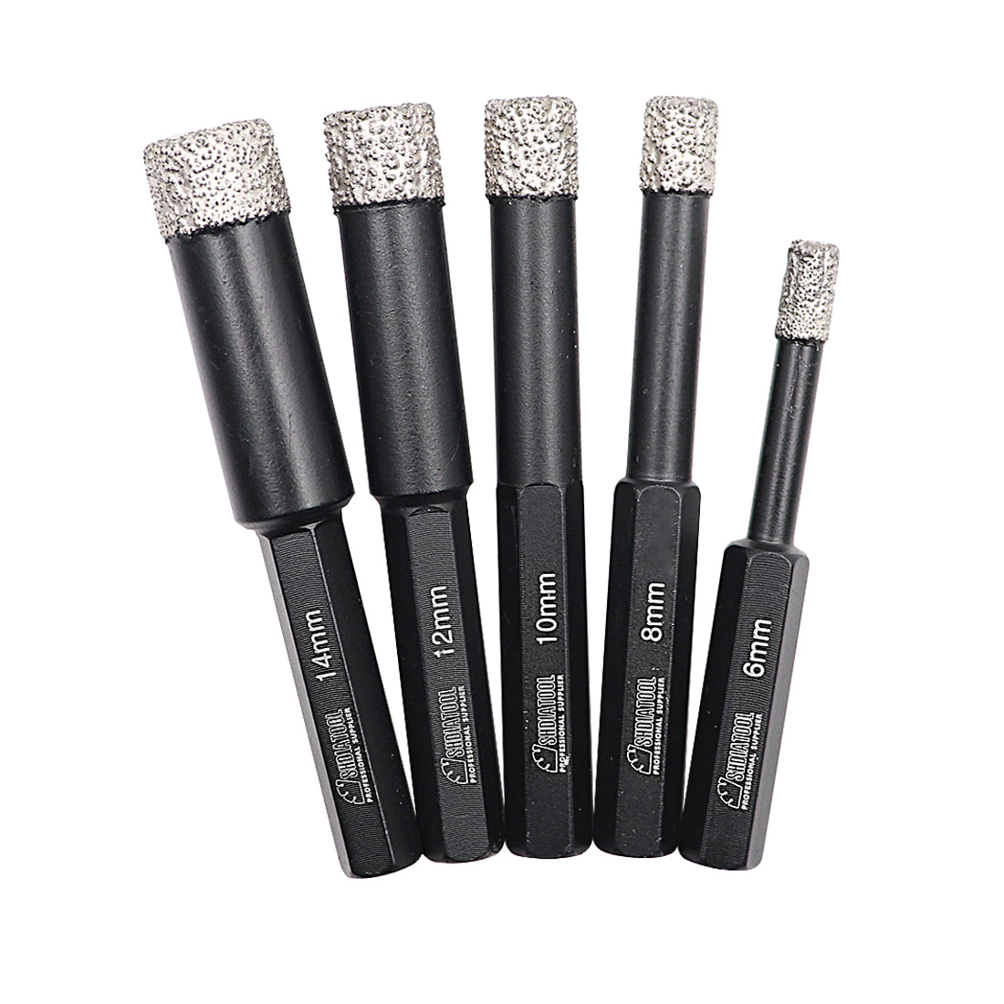 Dry Diamond Drill Bits Sets with Hex Shank for Granite Marble Porcelain Tile Ceramic 6/8/10/12/14 mm - SHDIATOOL