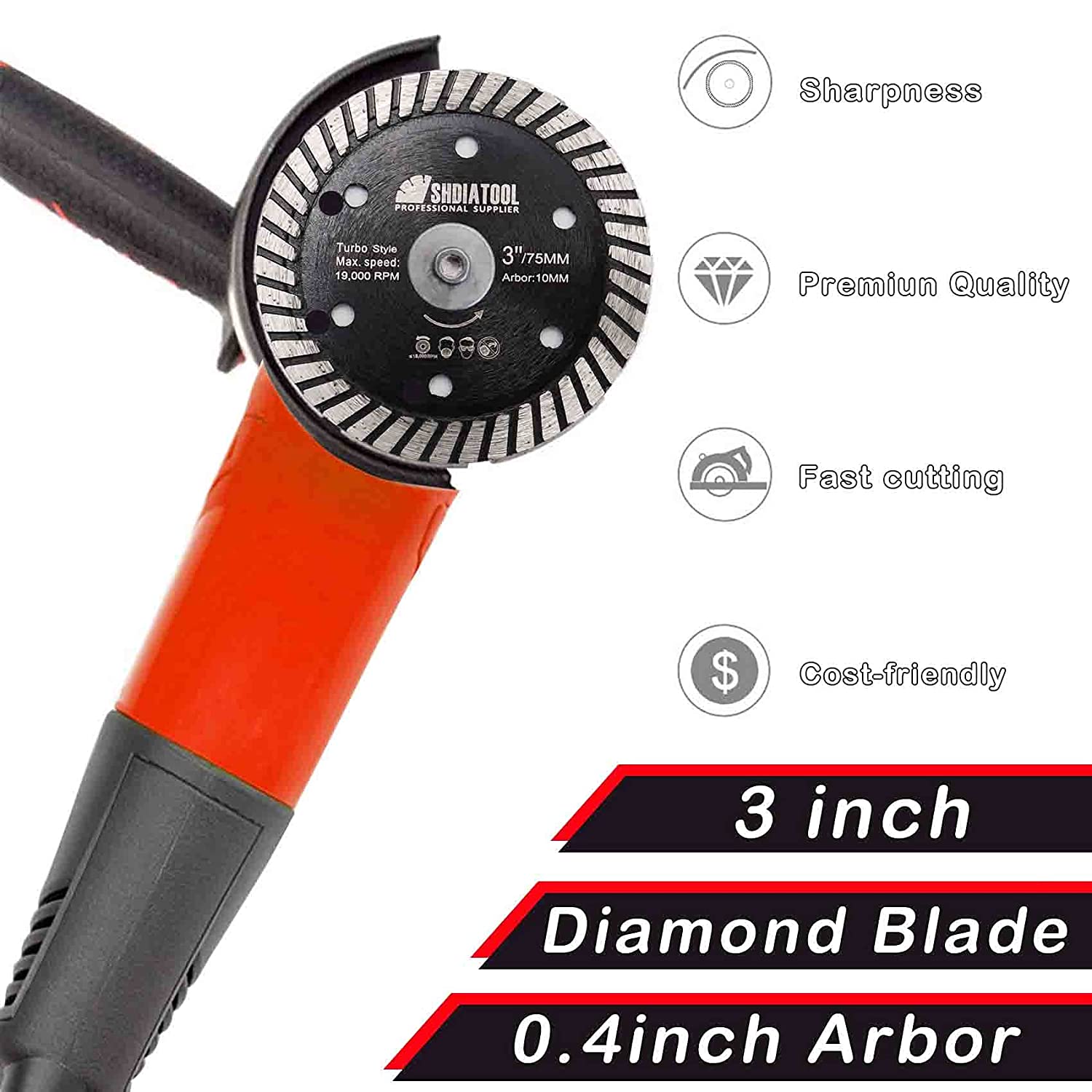 SHDIATOOL 3" Diamond Turbo Blade for Granite Concrete 2pcs 75mm - SHDIATOOL