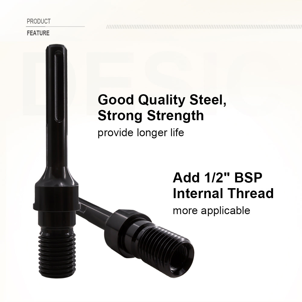 SHDIATOOL 1 1/4"-7 UNC Male Thread(Include 1/2 BSP Female Thread)to SDS MAX Shank Good Quality Steel - SHDIATOOL