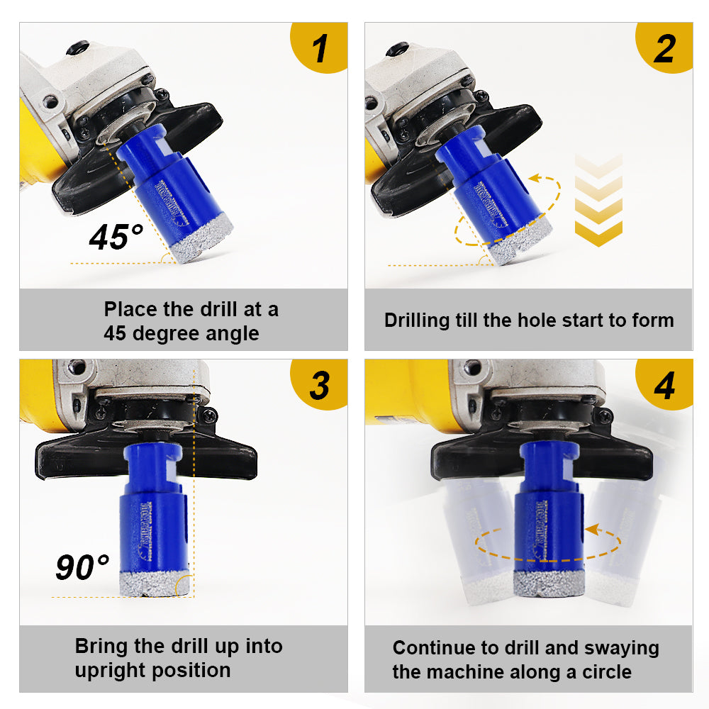SHDIATOOL Diamond Drill Core Bits Set with Box M14 Thread for Granite Marble Ceramic Porcelain Tile 6pcs/Box Dia 20/25/35/50mm+20mm Finger Bit+115mm Saw Blade - SHDIATOOL