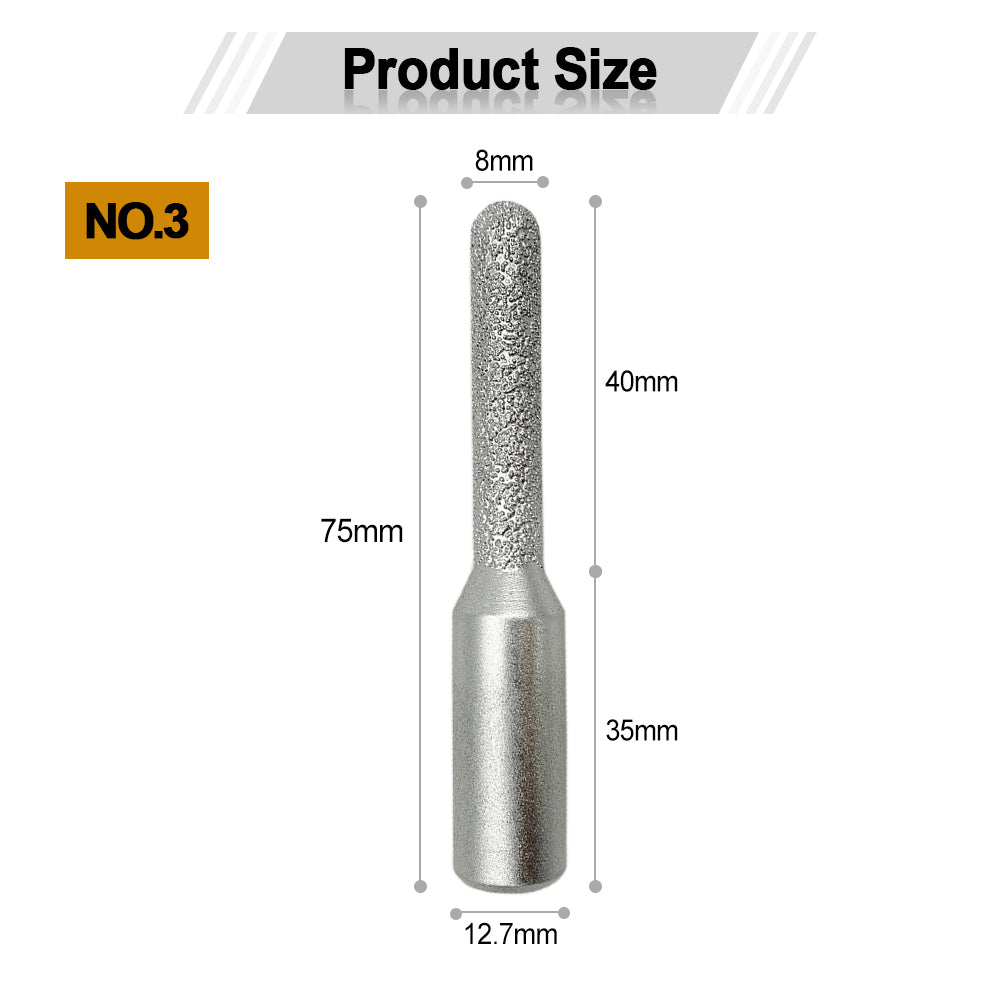 2pcs 8mm Straight Cutter Diamond Router Bits for stone 1/2 inch shank - SHDIATOOL