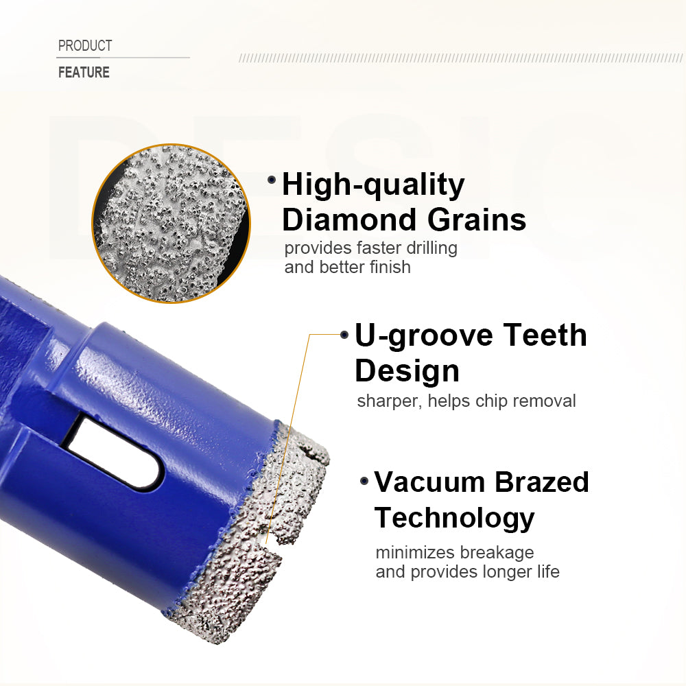 SHDIATOOL Diamond Drill Core Bits Set with 5/8-11 Thread for Porcelain Tile Granite Marble Ceramic 6pcs/Box Dia 20/25/35/50/75/100mm - SHDIATOOL