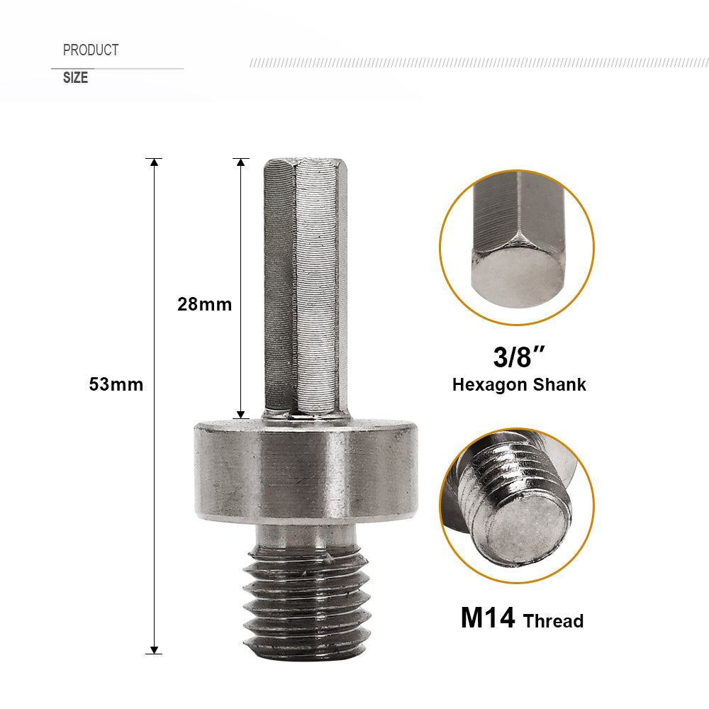 SHDIATOOL 2pcs Core Drill Bit Adapter 5/8-11 thread or M14 thread to 3/8" Hexagon Shank - SHDIATOOL