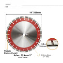 SHDIATOOL Turbo Segmented Professional Laser Welded Diamond Blade for Reinforced Concrete Dia 14 inch - SHDIATOOL