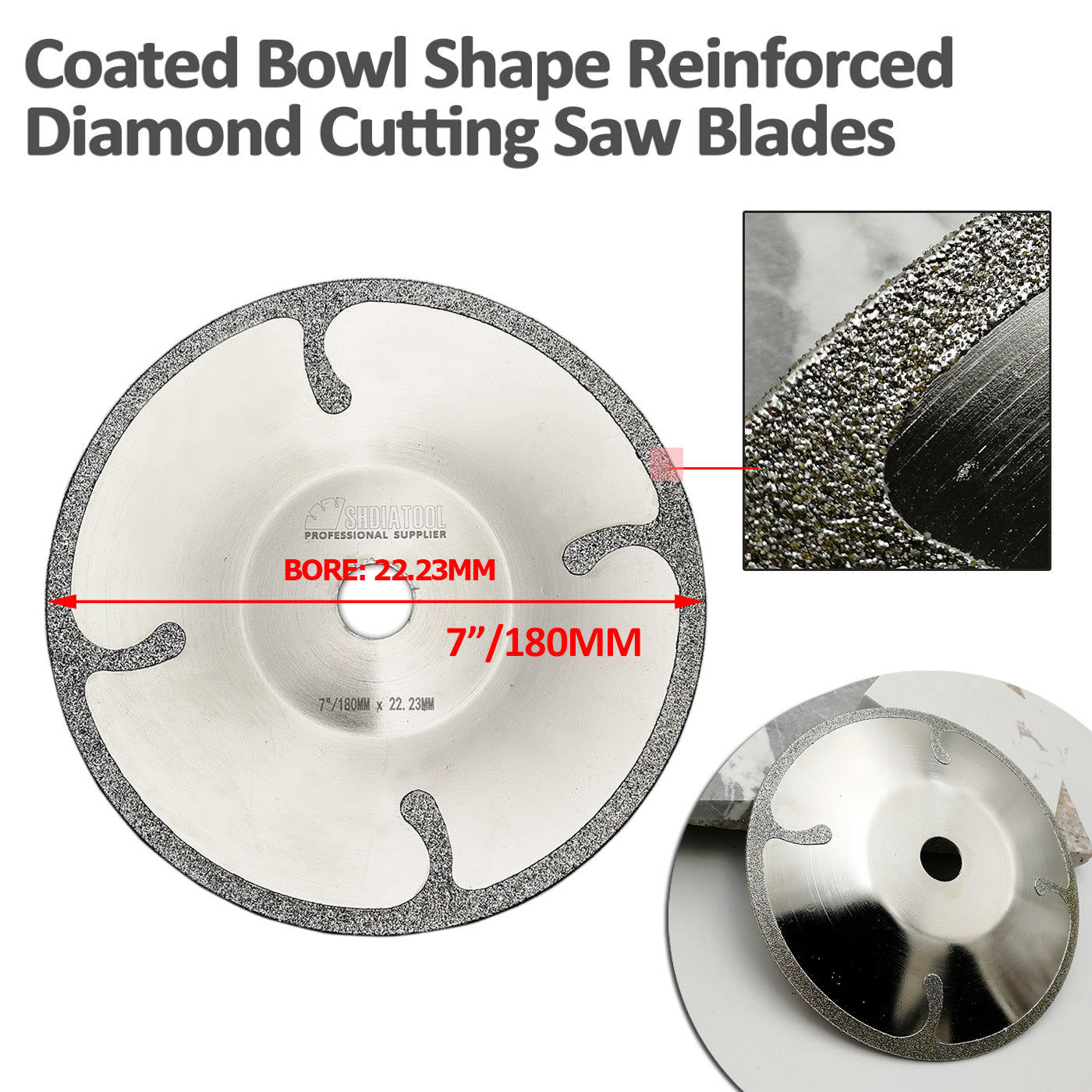 7" Bowl-shaped Electroplated Diamond Cutting and Grinding Blade - DIATOOL