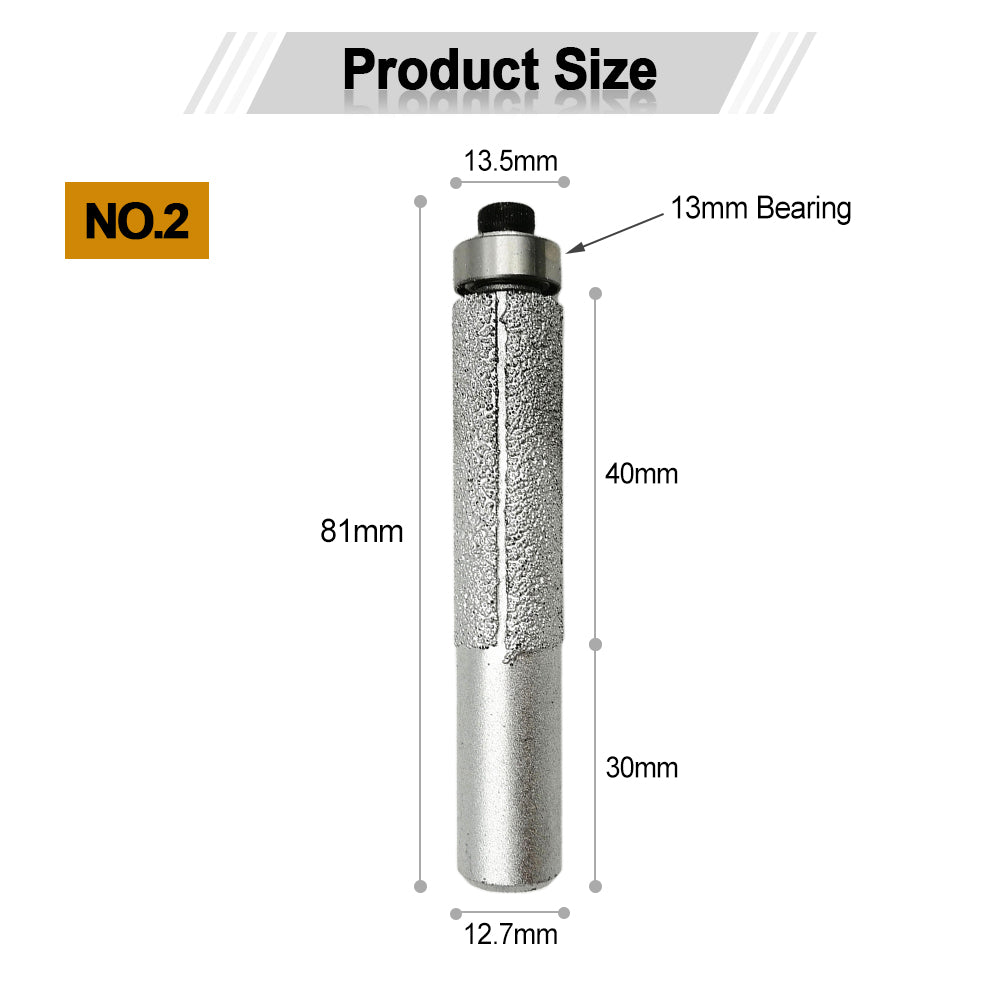 2pcs Straight Cutter with Bear Vacuum Brazed Diamond Router Bits For Stone - SHDIATOOL