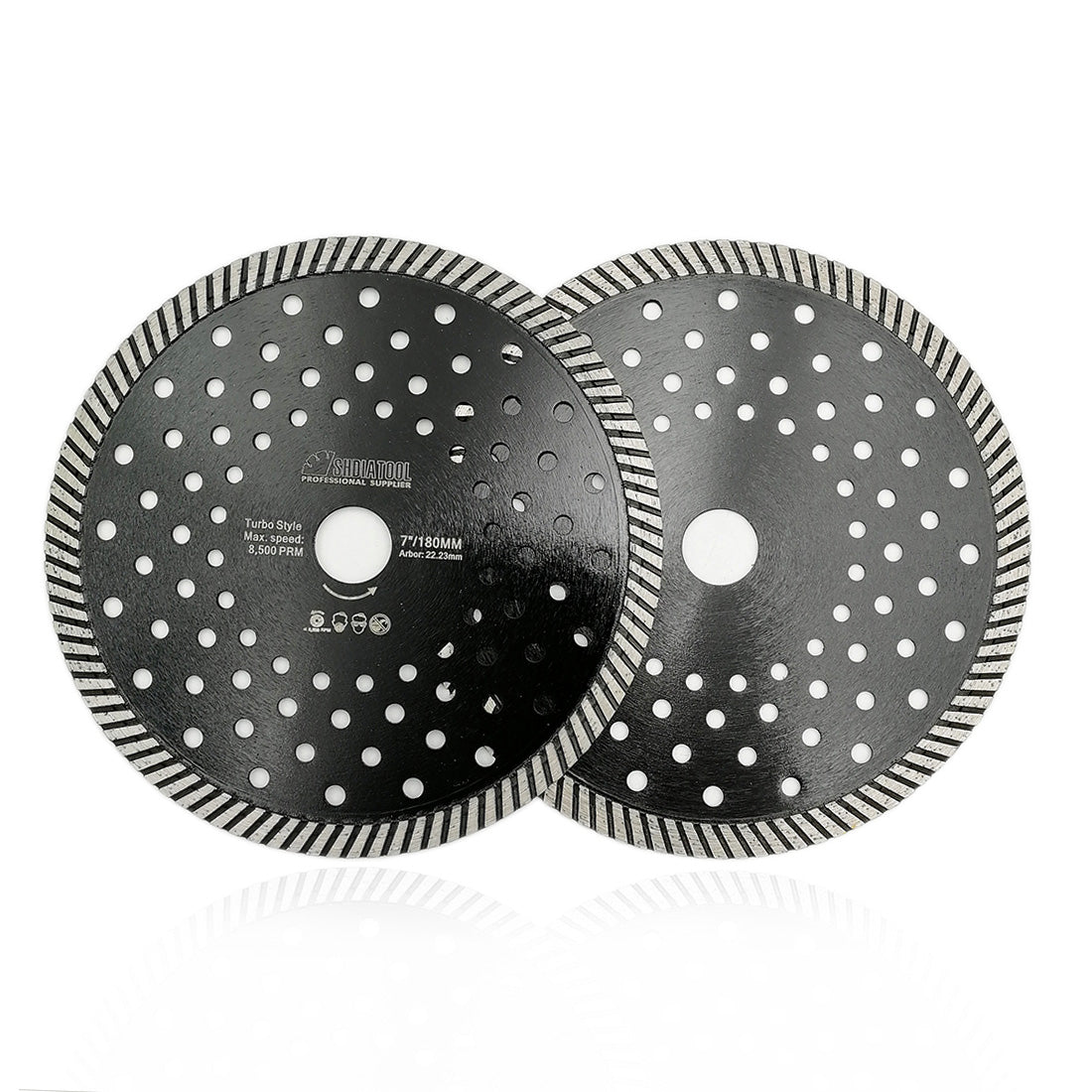 2pcs Concrete Diamond Turbo Blade with Multi Holes Cutting Granite Marble SHDIATOOL Diameter 7" USA Warehouse - SHDIATOOL