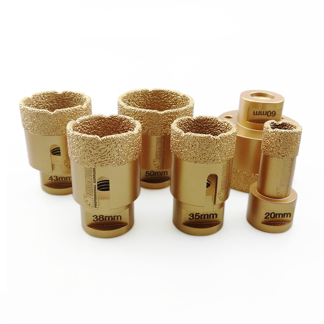 6pcs/set Dry Golden Diamond Drill Bits for Porcelain Tile Granite Marble M14 Thread - DIATOOL