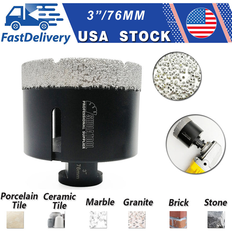 SHDIATOOL Diamond Core Drill Bits for Porcelain Ceramic Tile Marble Brick Vacuum Brazed Hole Saw from 1/4 inch to 6 inch - SHDIATOOL