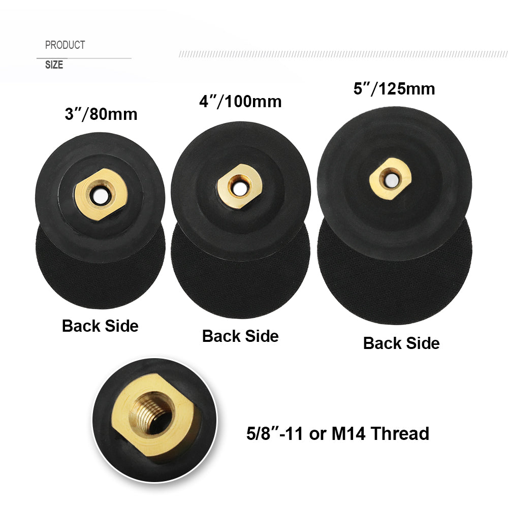 SHDIATOOL Rubber Backer Pad with 5/8-11 or M14 Thread for Diamond Polishing Pads Dia 3"/4"/5" - SHDIATOOL