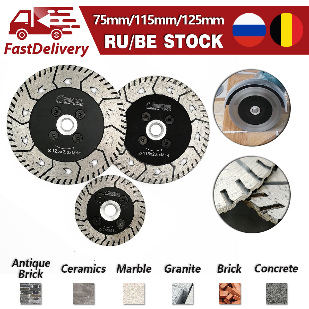 Cutting Grinding Saw Blade 3" 4.5"5" Granite Marble Concrete BE DE wraehouse - SHDIATOOL
