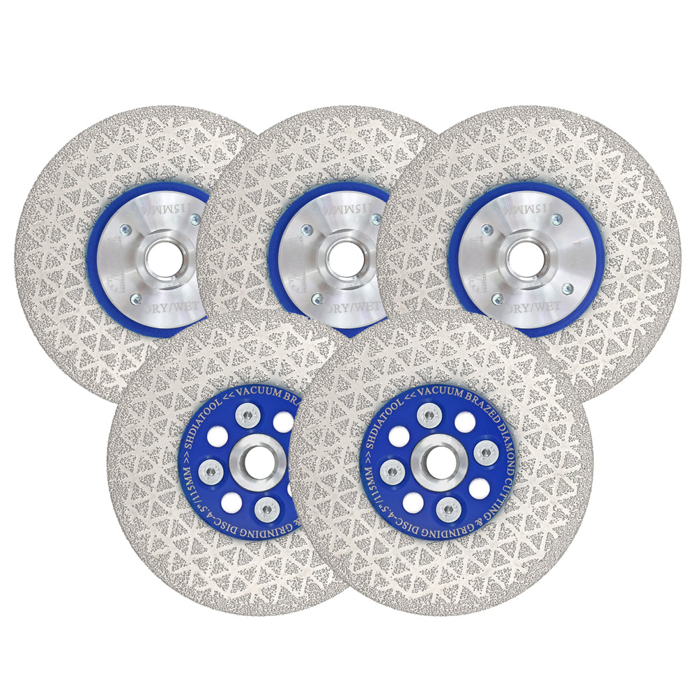Saw Blades 5pcs 4/4.5/5"Cutting Grinding for Granite Concrete M14 or 5/8-11 Flange