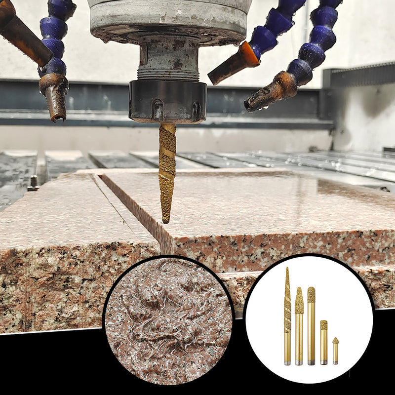 2pcs CNC Diamond Cone Type with Ball End Engraving Bits for Granite Marble Ceramic